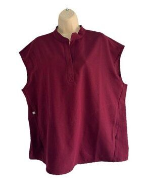 FIGS Women's Sz L Rafaela Oversized Dark Magenta Sleeveless Scrub Top